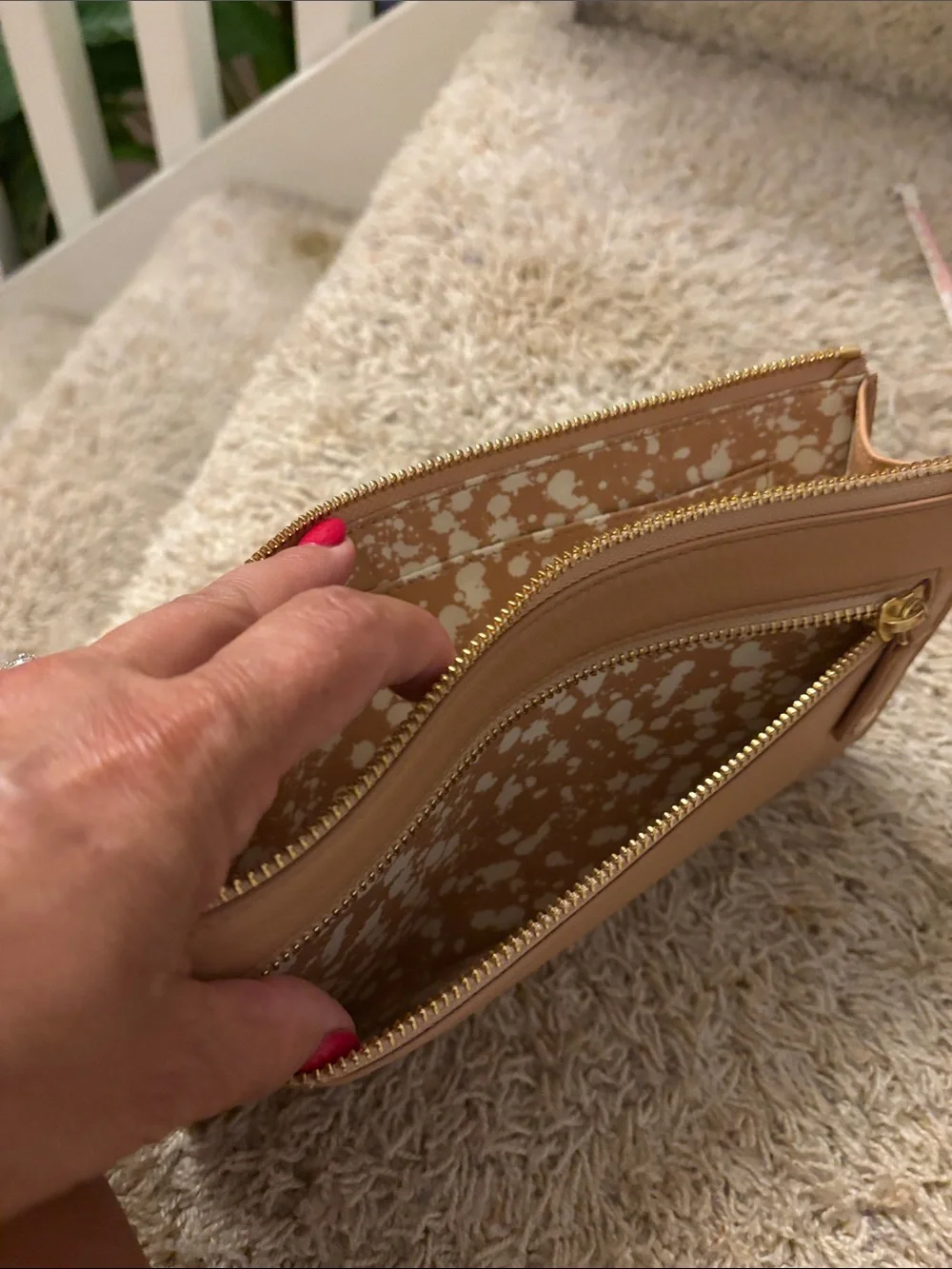Vera Bradley Floral Wristlet Clutch in Coral and Tan